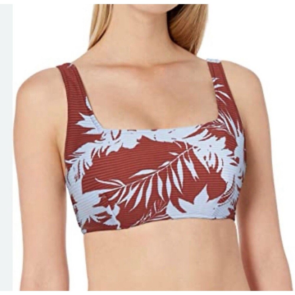 SEAFOLLY Australia Wild Tropics Square Neck Tank Bikini Top Amber Sz 10 DD New